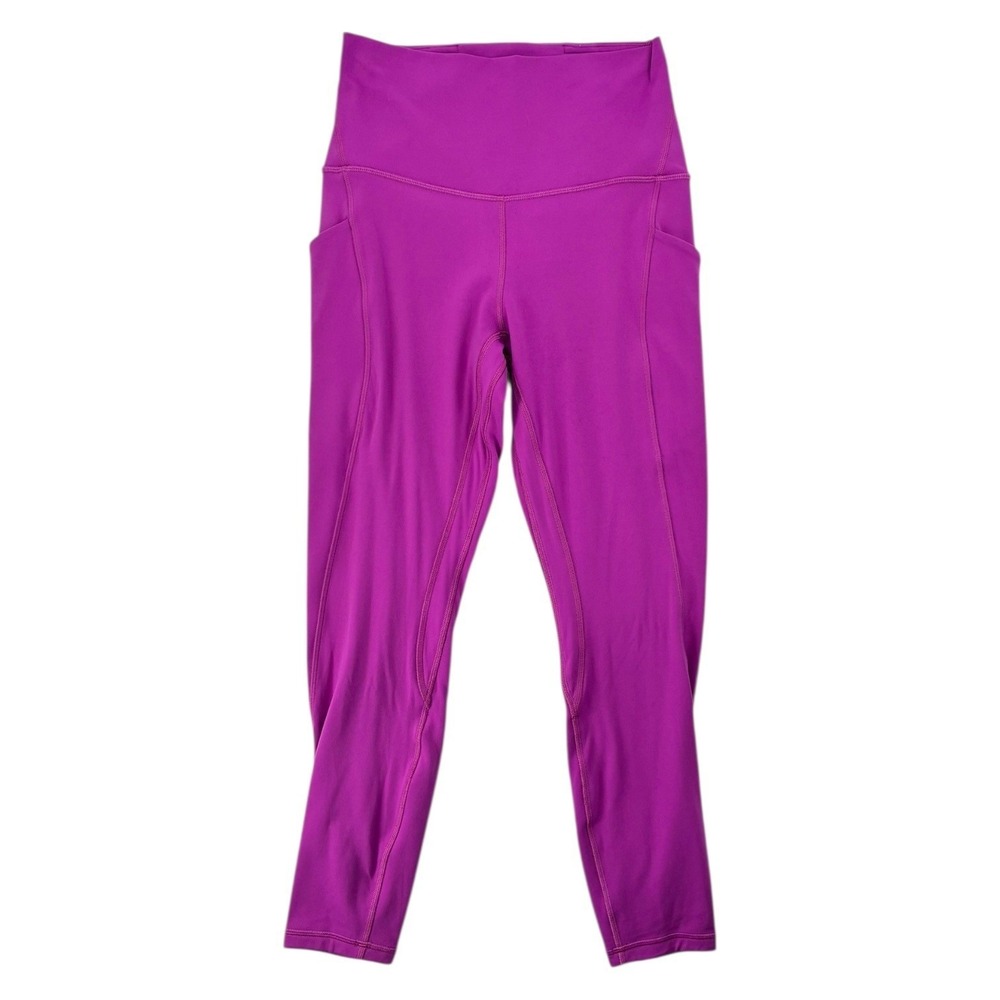 Lululemon‎ Purple Leggings Size 6 Side Pockets 25.5" Inseam Workout Nylon Lycra